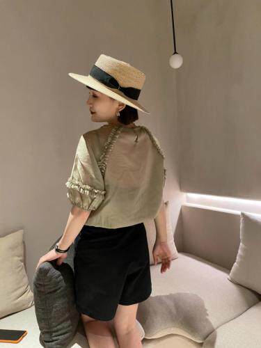 天丝木耳边小衫，女装，Da.金