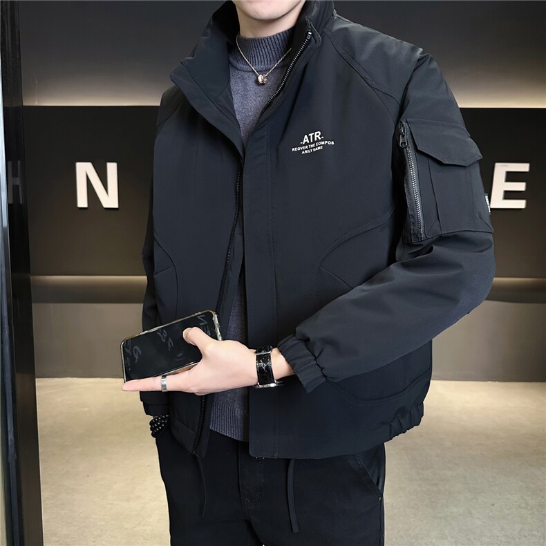 9103-M-3XL-P215-标90绒店主风工装翻领印花男士休闲羽绒服外套,男装羽绒服,电商B255