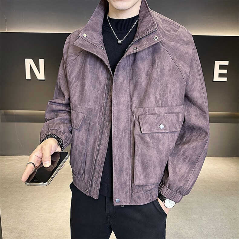 美式短款宽松男装皮衣2025秋季外套男夹克偏大C317-2591-P165,男装夹克,电商C317