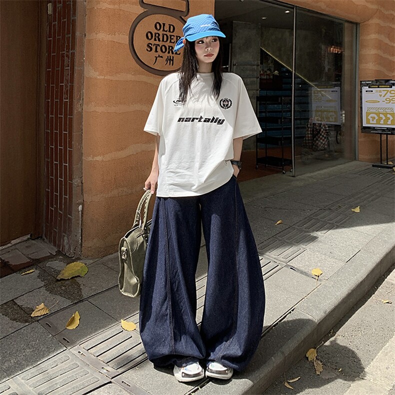 水洗休闲牛仔裤男女新款高腰宽松百搭直筒阔腿拖地长裤YD9006-P60,男装牛仔裤,星座509