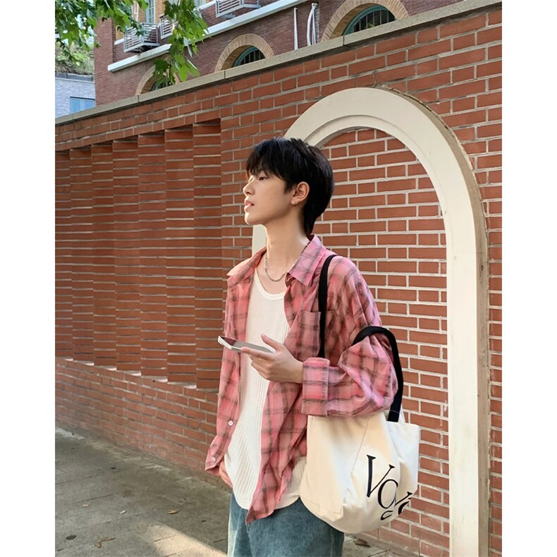 现货~夏季宽松休闲防晒衬衣美式格子褶皱长袖衬衫CS003-P45,男装防晒衣,星座1004-3