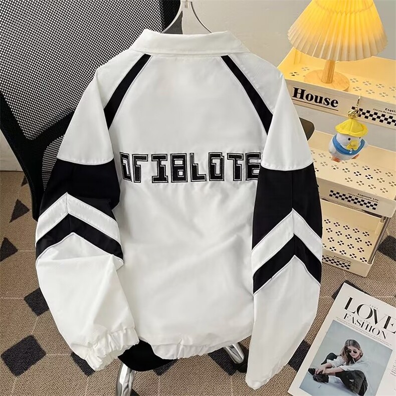 立领拼接撞色夹克男女百搭防风中性风条纹冲锋衣外套JK113P77,男装夹克,星座1013-1