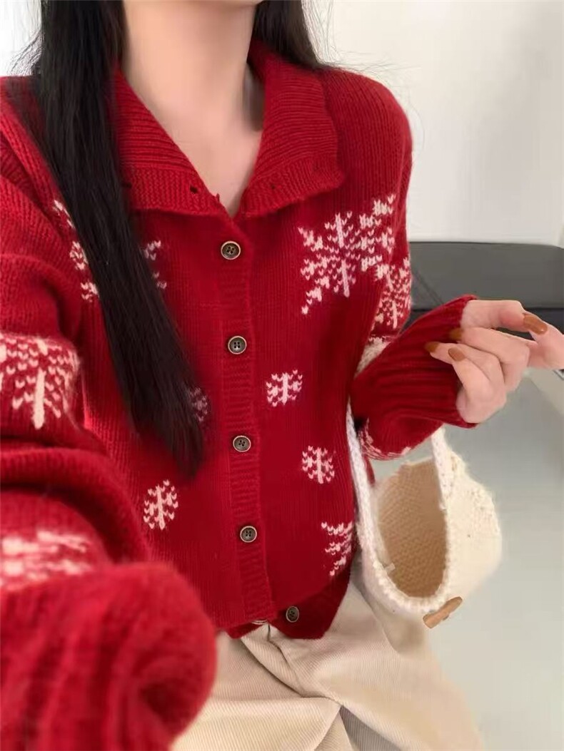 2025年秋季时尚百搭通勤简约休闲雪花丽领开衫,女装羊毛衫,百纯羊绒