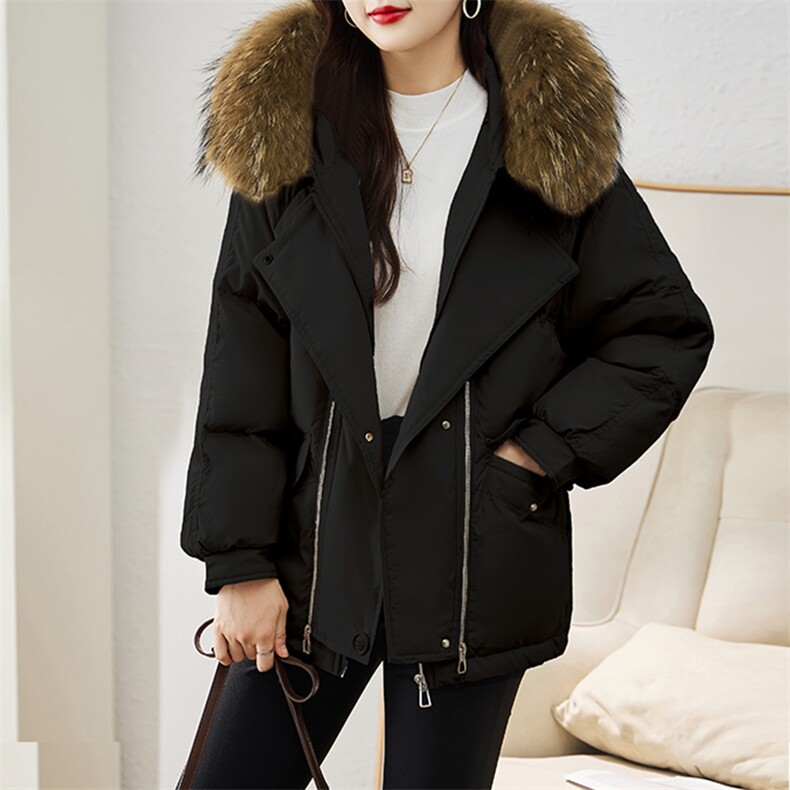 现货羽绒服女连帽新款短款小个子面包服时尚宽松休闲保暖轻暖外套,女装羽绒服,贵人树