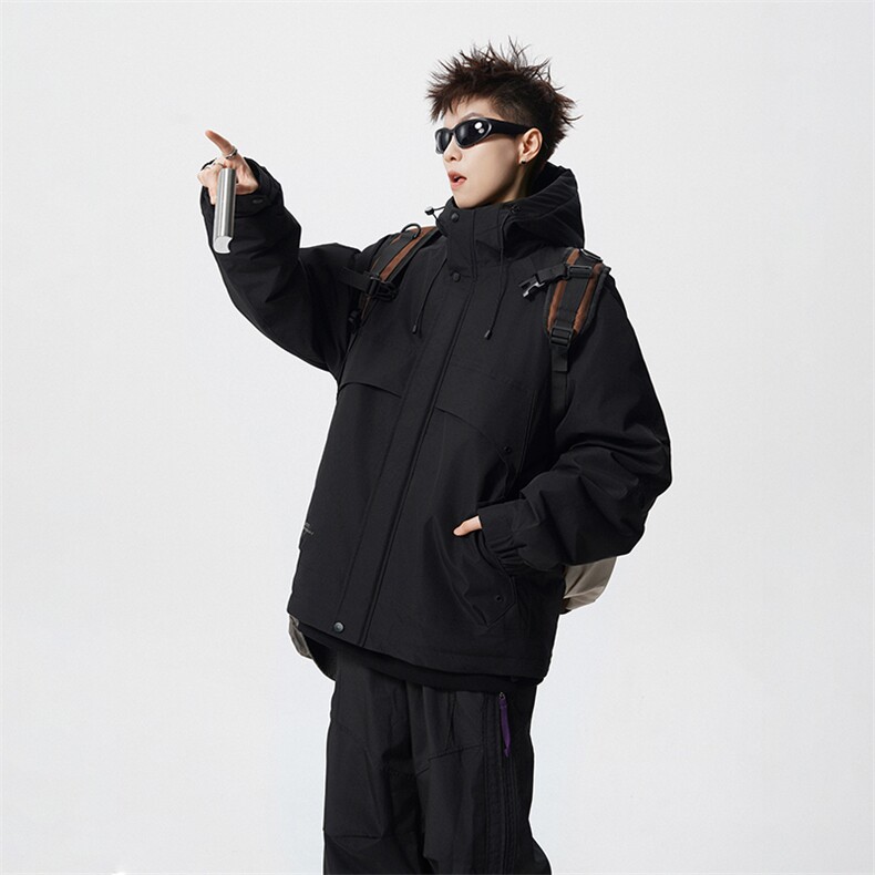 现货5W件冬季三防美式boxy解构连帽雪山冲锋衣棉衣男女棉服厚外套,男装夹克,电商A486