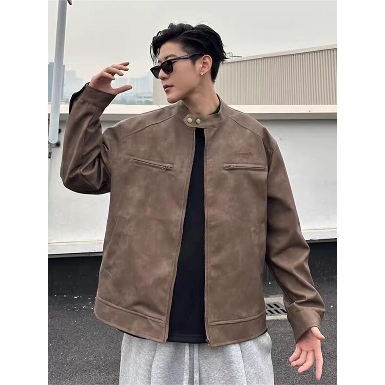 网图慎用 PU皮衣外套立领机车服工装飞行员夹克XZ514-2-JK096-P90图片