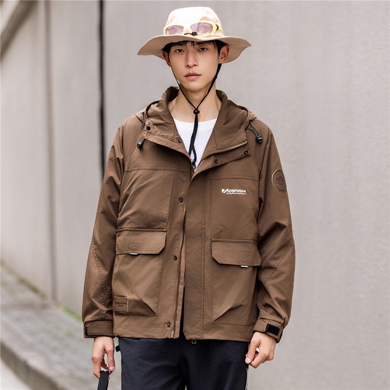 新款连帽工装休闲外套男宽松百搭潮流时尚夹克痞帅上衣61019-P105,男装夹克,电商D215