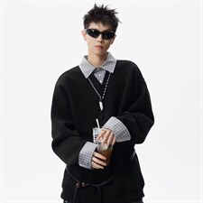 【XZ1112-1现货】卫衣假两件长袖衫翻领P46YW11，男装卫衣，星座1112-1