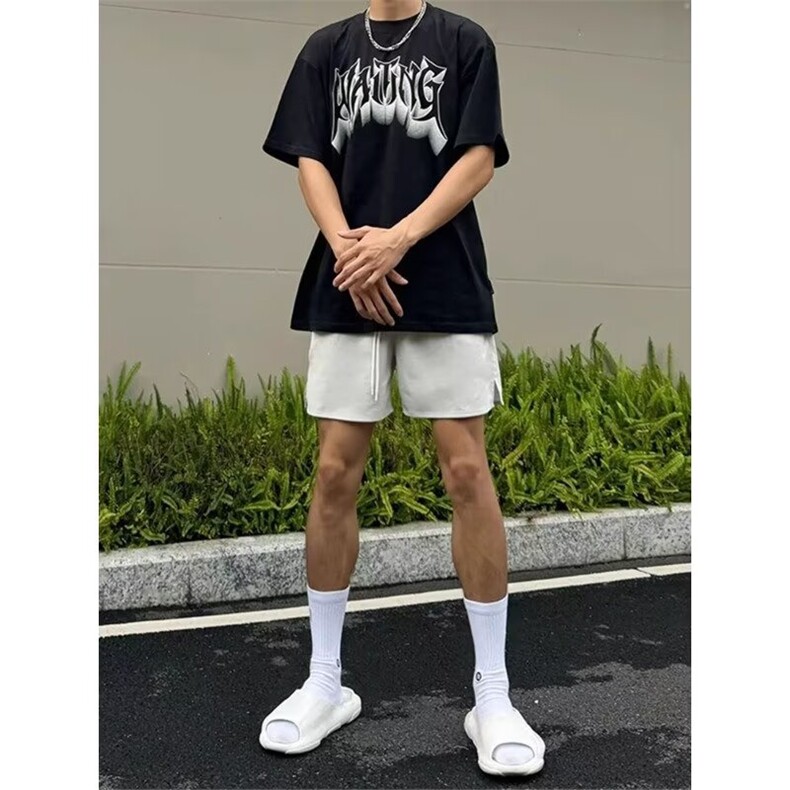 浅灰色健身4分短裤男夏季冰丝速干运动裤子不过膝跑步训练四分裤,男装牛仔裤,星座506A
