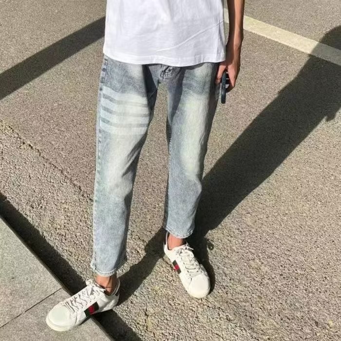 1506-1/K9991/P42潮男四道杆印花水洗牛仔裤男直筒显瘦复古牛仔裤,男装牛仔裤,星座1506-1