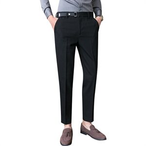 C129 秋冬加厚男小西裤长裤修身休闲裤英伦可折叠腰带-灰色图片