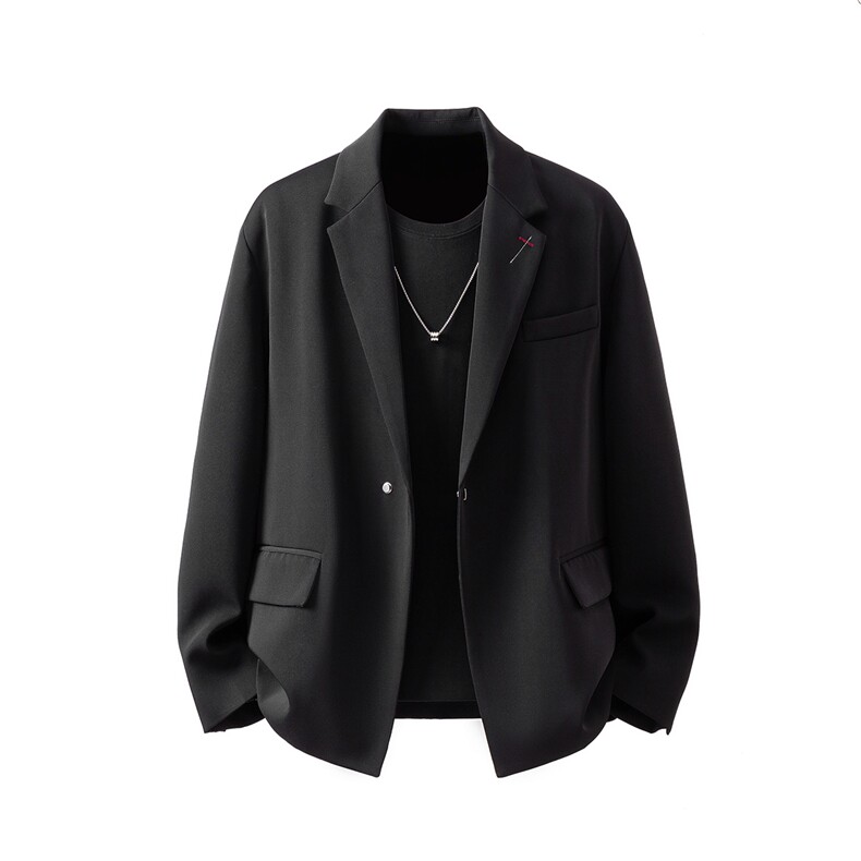 简约刺绣金属扣设计休闲西装大码M-5XL韩版西服XF78085P85控128，男装西服，星座227-7