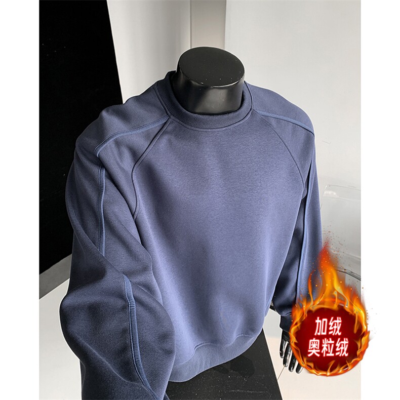 加绒500克重磅拼接结构板圆领卫衣撞色奥粒绒外套 RH5317JR-P57图片