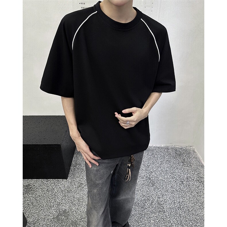 得物抖音高品质二开240克重磅宽松纯棉美式高街痞帅短袖T恤DT33,男装T恤,电商A486-1