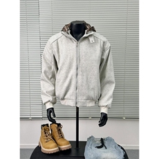 【有货】8912LL-特P85假两件格子连帽开衫卫衣男加厚毛呢外套，男装卫衣，星座1007（原301D）
