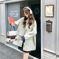 现货撞色刺绣宽松外套女2C052-7230-P155-K228，女装风衣，2C052