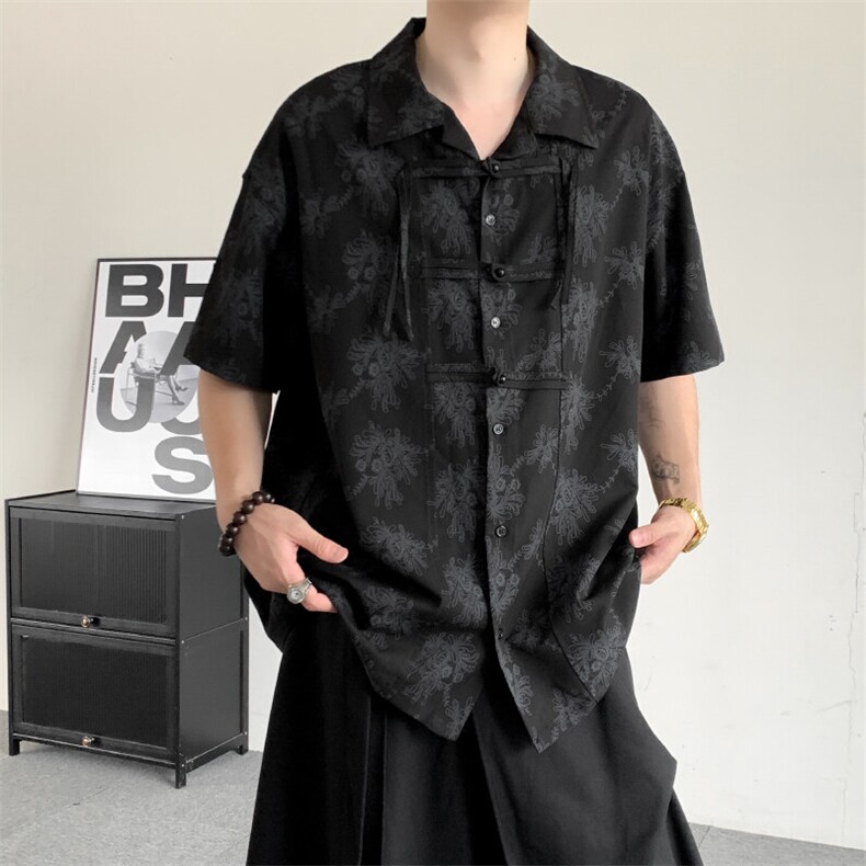 夏装2025新中式盘扣复古衬衫男女同款风上衣大码汉服衬衣大码,男装衬衫,星座909
