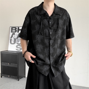 夏装2025新中式盘扣复古衬衫男女同款风上衣大码汉服衬衣大码图片
