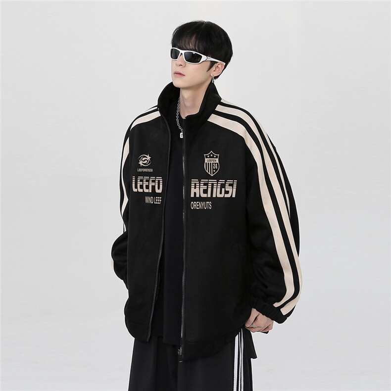 春季新款麂皮绒开衫外套男潮牌美式复古情侣棒球服夹克男特p68,男装夹克,电商C307