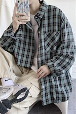 21秋冬新款港风男女百搭格子长袖衬衫宽松外套情侣ins潮 H210/P45图片
