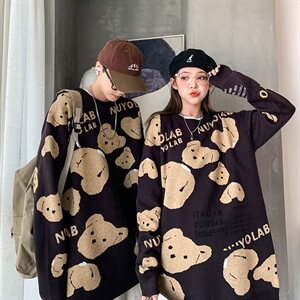 韩版ins潮流情侣毛衣宽松加厚慵懒风秋冬男女套头针织衫QT815-P80图片