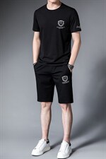 2023新款休闲商务套装男夏季冰丝宽松短袖T恤中老年薄款三件套，男装休闲套装，电商B212（原钱塘6029）