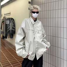 短款皮衣外套男春秋季高级感痞帅设计感小众骑行机车夹克，男装夹克，星座716-3