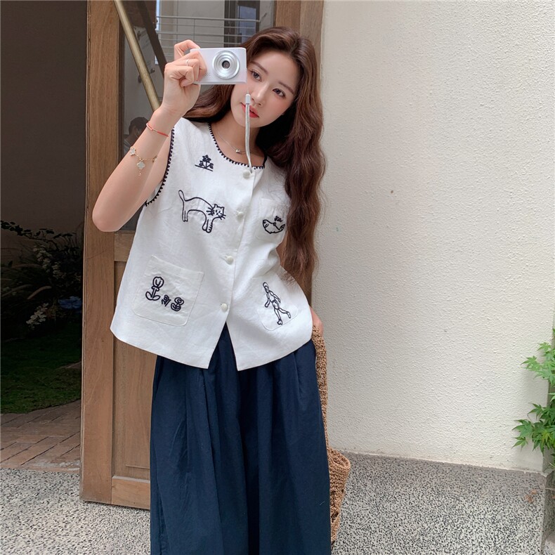 休闲宽松短袖衬衫高腰阔腿裤套装女2025夏季新款韩版高级感两件套图片