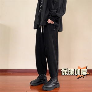 冬季新款加厚抗起球呢料哈伦裤宽松大码休闲萝卜裤小脚男872-P65图片