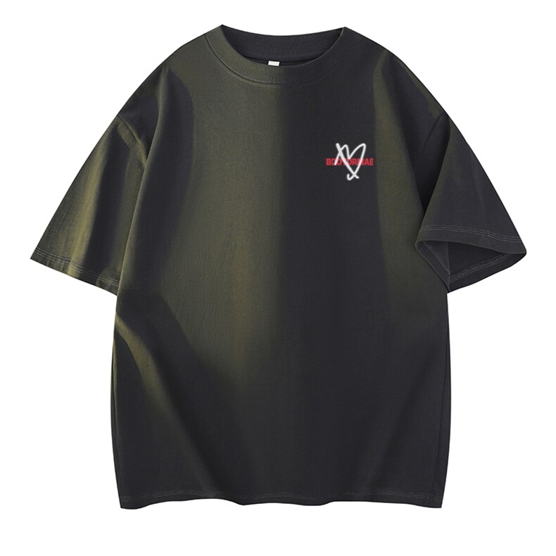 抖音得物210克现货宽松纯棉美式潮牌印花落肩袖纯棉T恤AT21105，男装T恤，电商A443