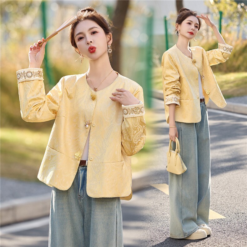 现货依如秀2026年春季新款减龄新中式外套,女装短外套,依如秀(原杭风阁)