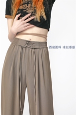 抖音品质宽松休闲直筒西裤高街美式垂感冰丝休闲裤子D18P50控68，男装西裤，电商A268