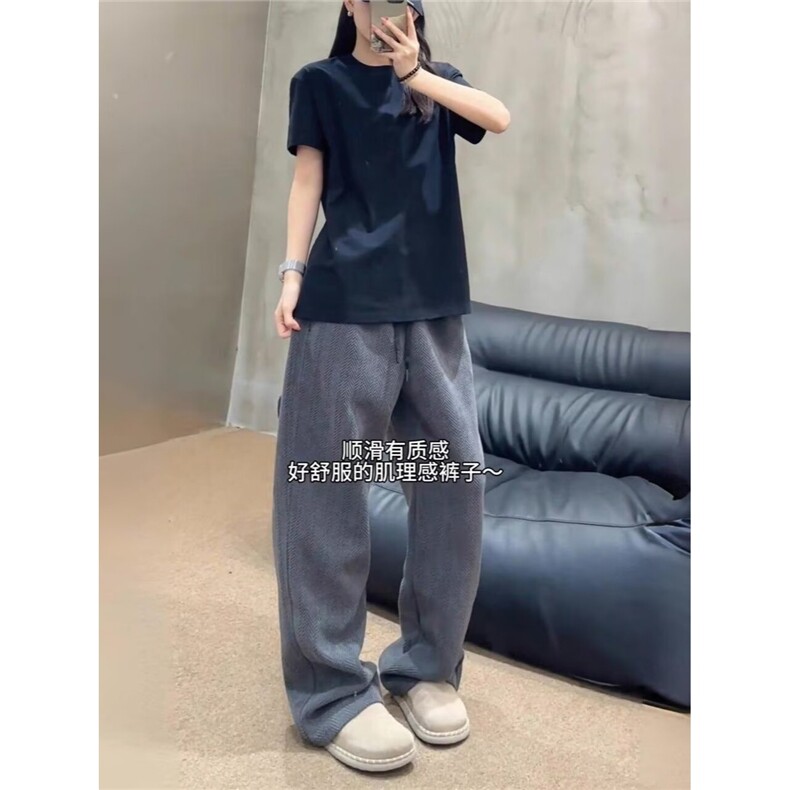 潮牌慵懒风垂感弯刀直筒裤百搭宽松阔腿休闲裤LA2400-P48加绒60,男装卫衣,星座1008