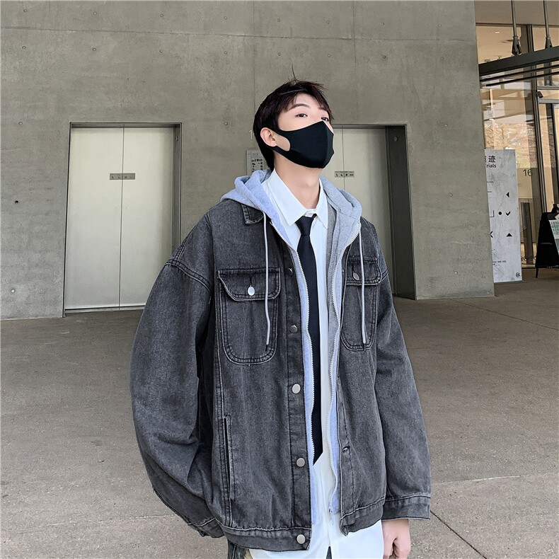 DLP1181-P72假两件外套男2025秋冬新款潮牌宽松百搭连帽风衣港风,男装夹克,星座603-2