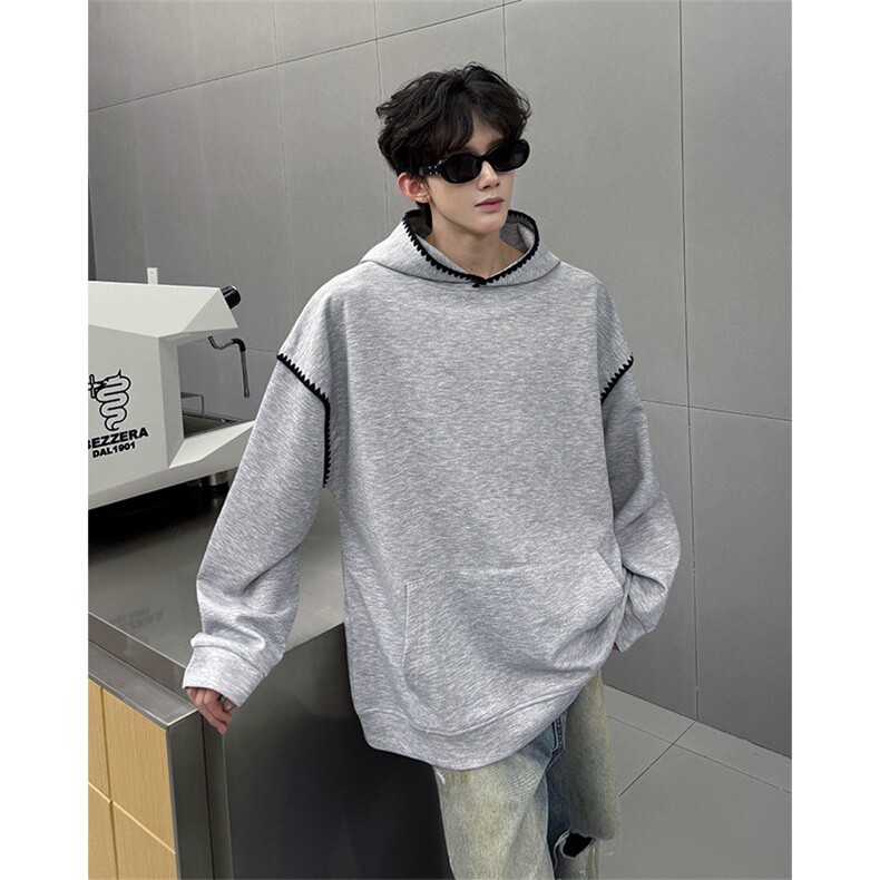WY10155-特P48控88新款连帽贝壳绣花麦穗提花大码男宽松情侣卫衣,男装卫衣,电商A059