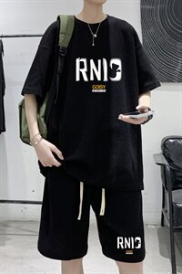 ！2023夏季男士华夫格短袖T恤套装潮流一套HTZ06P50图片