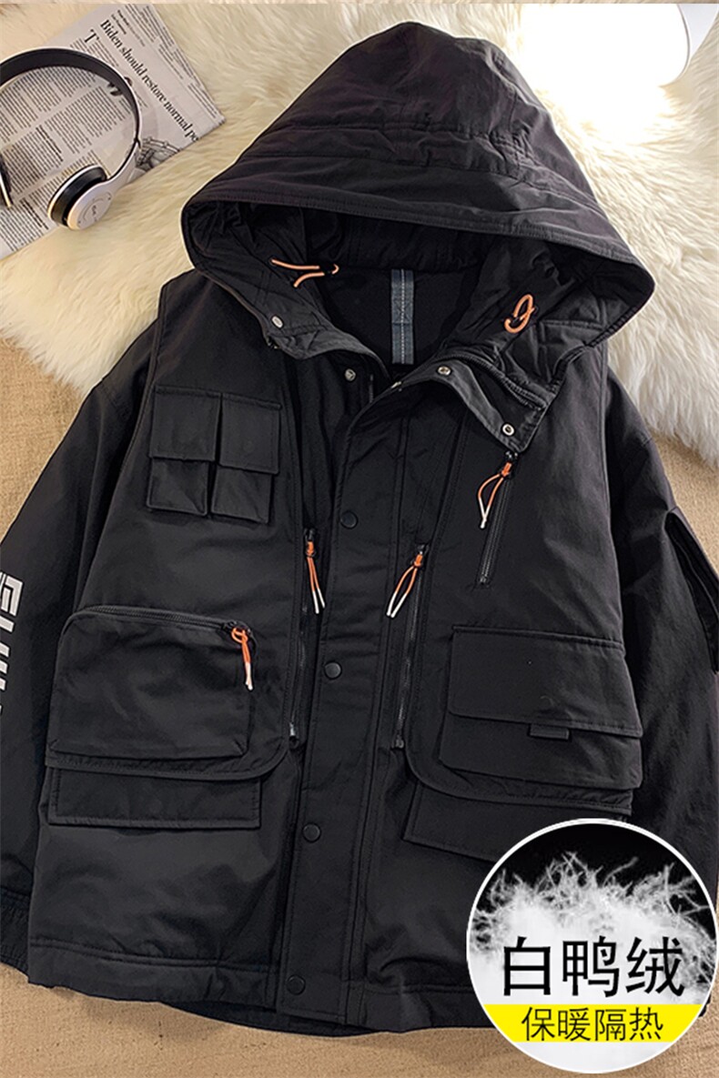 秋冬工装设计感白鸭绒羽绒服男士大码休闲外套6026P405限598，男装羽绒服，电商A089-1