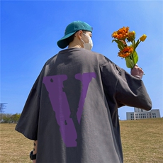 V字休闲短袖T恤男潮牌潮流ins情侣上衣服美式高街夏季宽松五分袖，男装T恤，星座508（原C305）