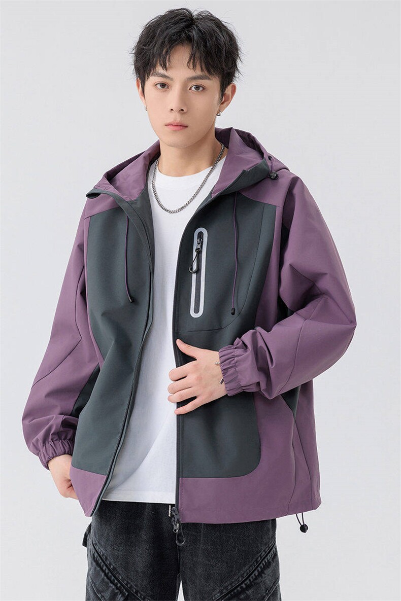 新款硬汉风户外夹克男连帽撞色上衣冲锋衣外套A157B-JK7871-P80,男装夹克,电商A157B