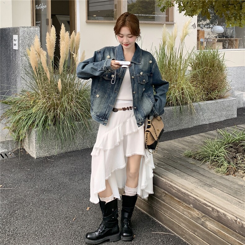 复古美式牛仔短外套女春秋2025超火好看高级小众休闲减龄夹克上衣,女装短外套,2C253