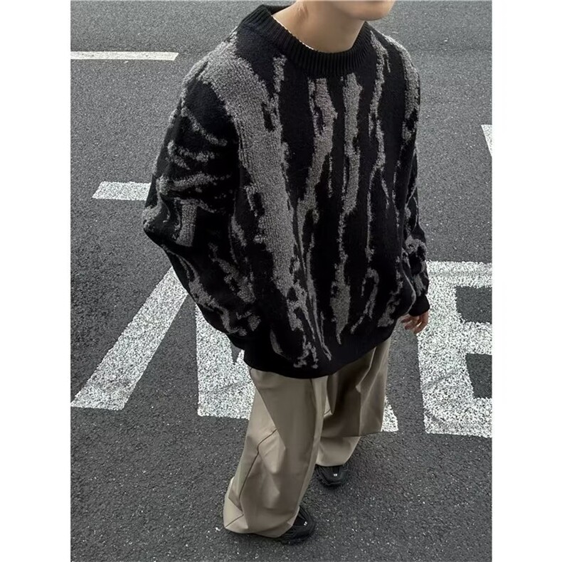 鹿毛绒美式圆领毛衣男慵懒风休闲针织衫X030P55,男装针织衫/毛衣,星座1116-2