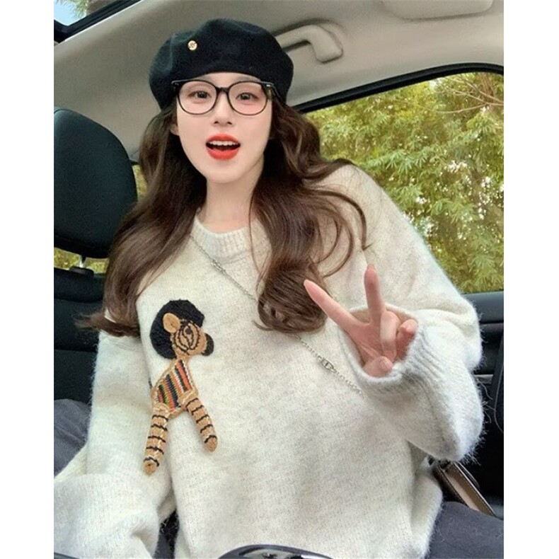 毛衣女装秋冬季时套头设计感小众圆领今年流行上衣MH40,男装针织衫/毛衣,星座1116A（原606A-3）