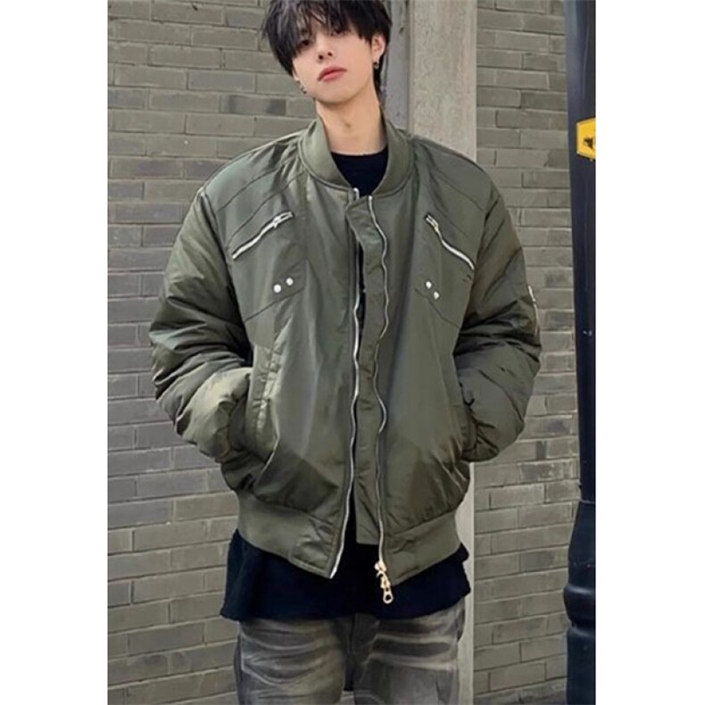 秋冬夹克棉服男多拉链个性立领抽皱飞行员外套百搭M6102,男装夹克,星座1116A（原606A-3）