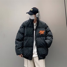 V1536-P88美式街头字母刺绣服秋冬加厚嘻哈面包服外套ins潮，男装棉衣，星座1608