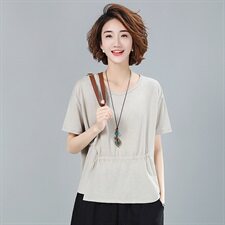 T恤2021年夏季圆领纯色简约百搭薄款，女装T恤，简韵佳