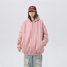 现货抖音得物二开可供视频麂皮绒加绒加厚连帽棉衣外套棉服MJP03，男装棉衣，电商A486