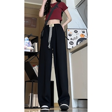 X2415-TP35控价58夏季冰丝裤美式休闲裤个性腰带直筒垂感长裤女，男装休闲裤，电商A102-1