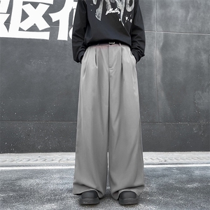 港风休闲西裤男  韩版宽松坠感丝滑阔腿潮百搭 X4301/P43图片