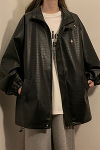 中性鳄鱼纹钢印字母可拆卸八芒星胸针设计夹克男JK77750P85控128图片