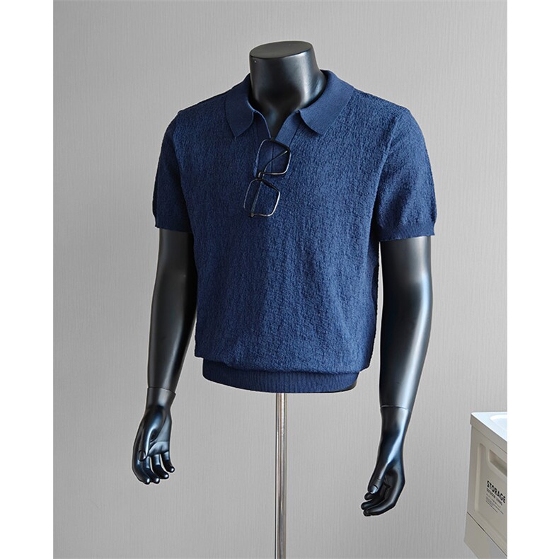 盗图老钱风设计感冰丝圆领针织短袖T恤打底衫E77152/P58控88，男装T恤，电商A243